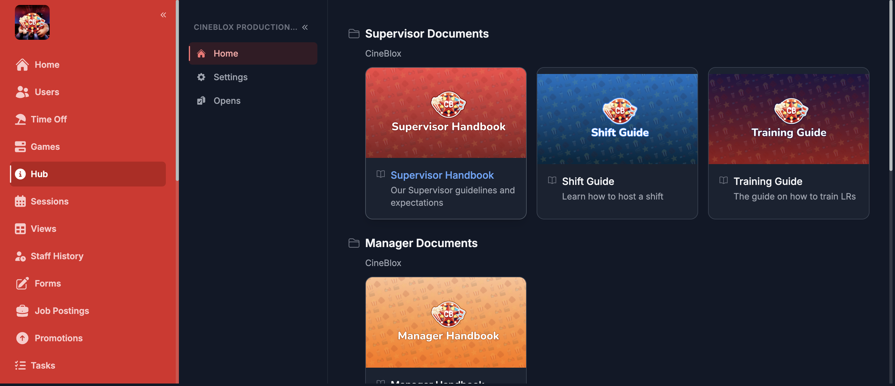 ReAdmin knowledge hub with handbook and guide documents